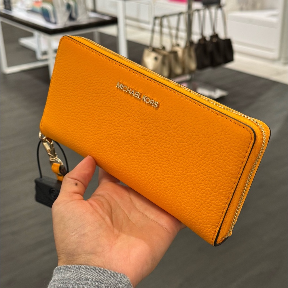 Michael Kors Orange Leather Wallet Sleek Design